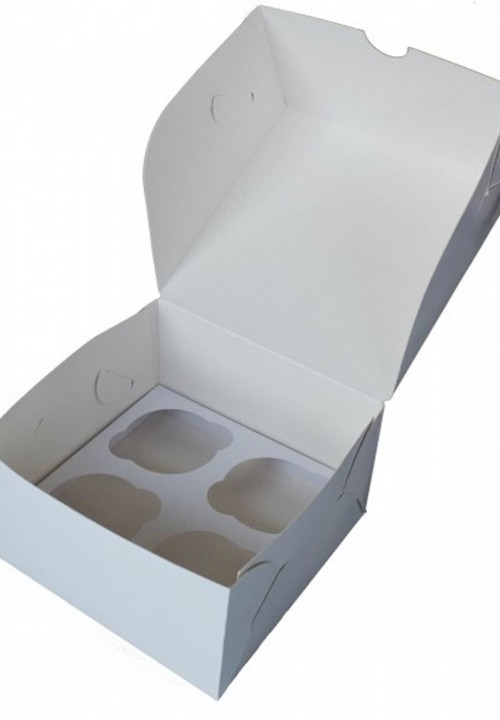Коробка для 4 капкейков (Р), цвет - белый