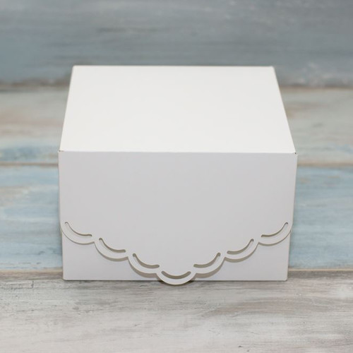 Коробка для 4 капкейков (VM) с кружевом и смайлами, цвет - белый