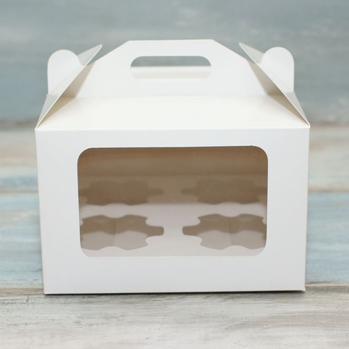 Коробка для 4 капкейков (VM) сундучок с окном, цвет - белый