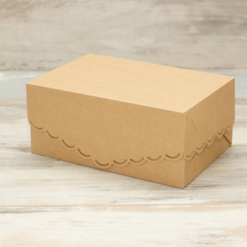 Коробка для 6 капкейков (VM) с кружевом и смайлами, цвет - бархатный крафт