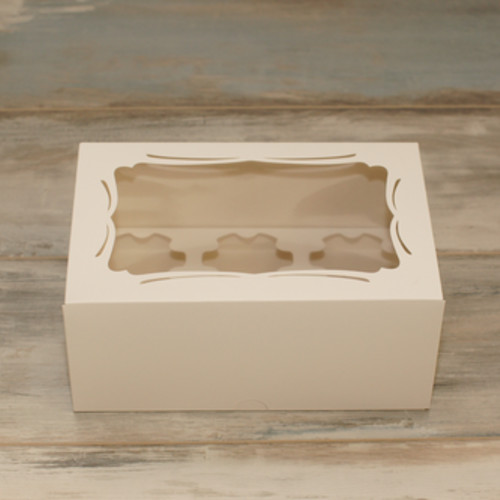 Коробка для 6 капкейков (VM) стандартная с окном, цвет - белый