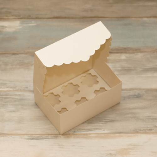 Коробка для 6 капкейков (VM) с кружевом, цвет - белый