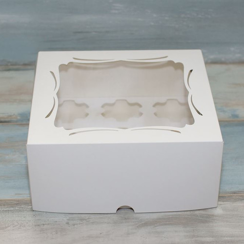 Коробка для 9 капкейков (VM) стандартная с окном, цвет - белый