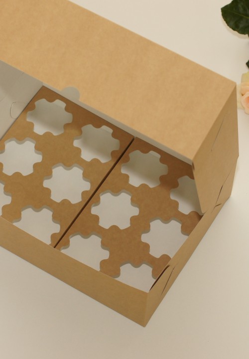 Коробка для 12 капкейков (VM) стандартная, цвет - бархатный крафт