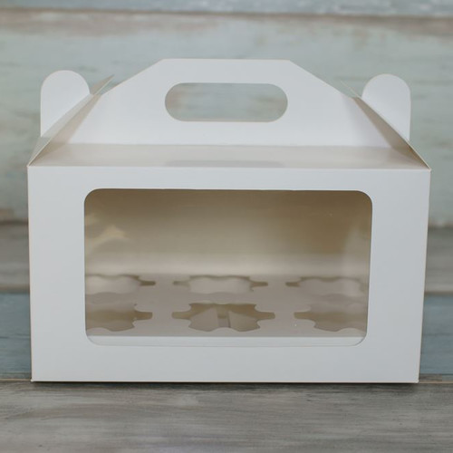 Коробка для 6 капкейков (VM) сундучок с окном (высота 14 см), цвет - белый
