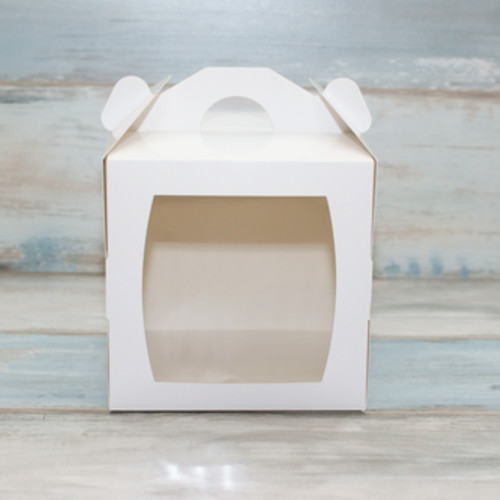 Коробка для торта (VM) сундучок с окошком - 20 х 20 х 20, цвет - белый