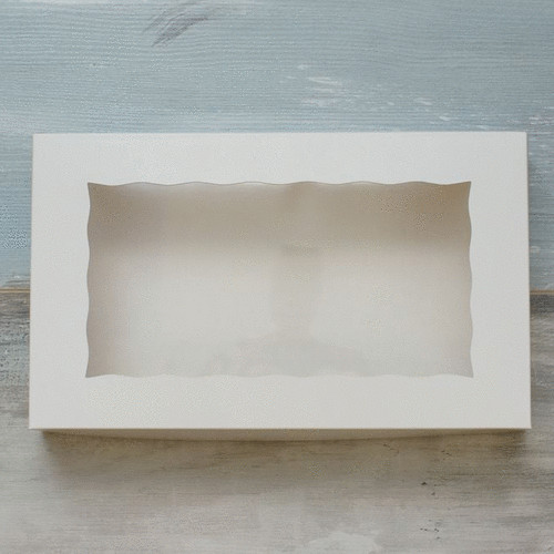 Коробка для эклеров (VM) с окном - 25 х 15 х 5 см, цвет - белый