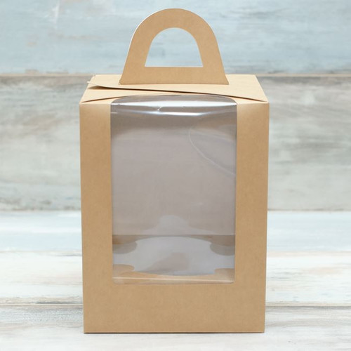 Коробка для кулича (VM) сундучок с окошком - 18 х 18 х 23, цвет - крафт