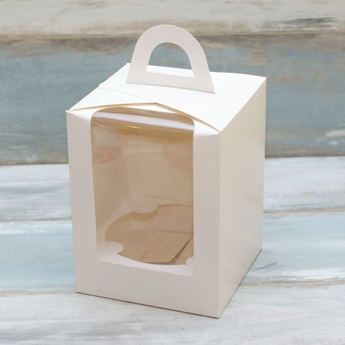Коробка для кулича (VM) сундучок с окошком - 18 х 18 х 23, цвет - белый