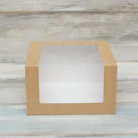 Коробка для муссового торта (VM) с окошком - 23 х 23 х 14, цвет - бархатный крафт