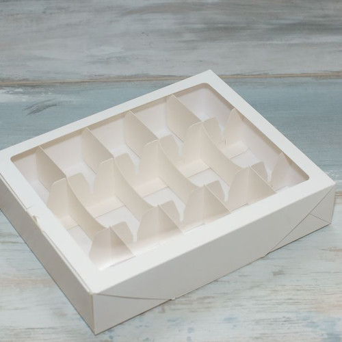 Коробка для 10 кейк-попсов (VM) с окошком 25 х 20 х 5, цвет - белый