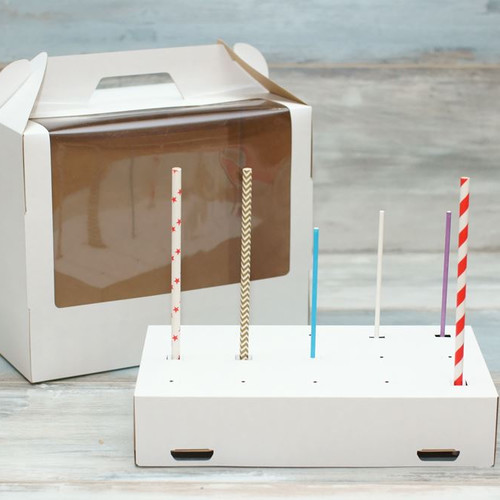 Коробка для 15 кейк-попсов (VM) с окошком 25 х 15 х 20, цвет - белый