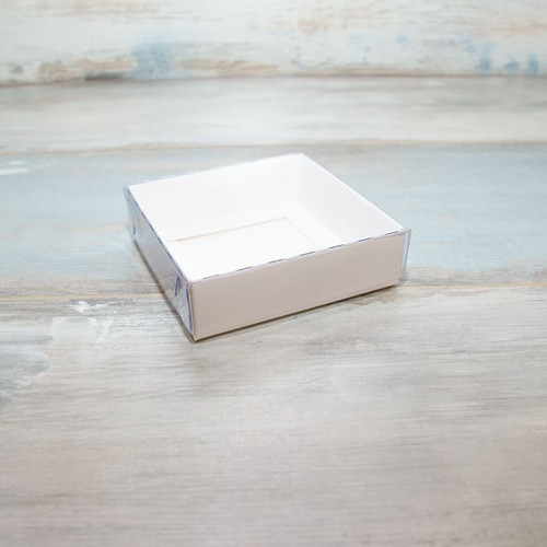 Коробка для пряников (VM) с прозрачной крышкой - 10 х 10 х 3 см, цвет - белый