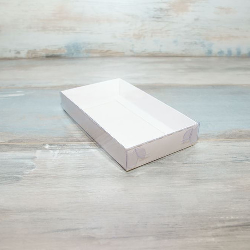 Коробка для пряников (VM) с прозрачной крышкой - 18 х 10 х 3 см, цвет - белый