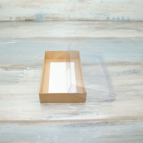 Коробка для пряников (VM) с прозрачной крышкой - 18 х 10 х 3 см, цвет - крафт
