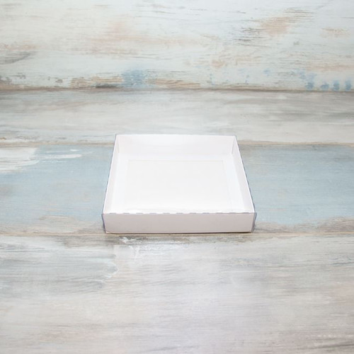 Коробка для пряников (VM) с прозрачной крышкой - 16 х 16 х 3 см, цвет - белый