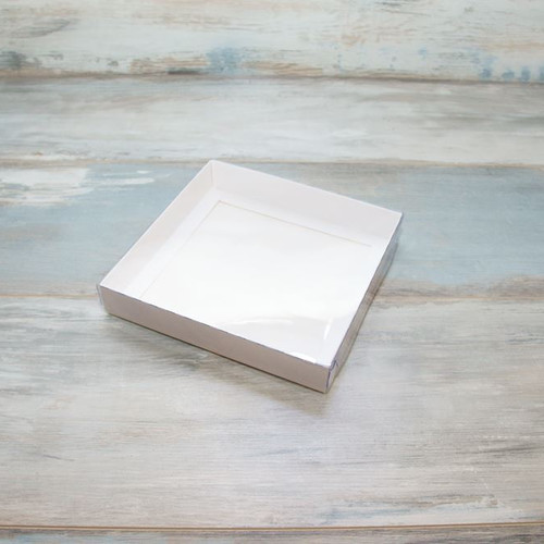 Коробка для пряников (VM) с прозрачной крышкой - 18 х 18 х 3 см, цвет - белый