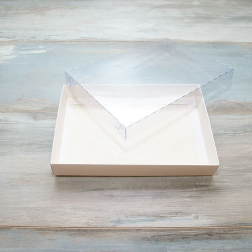 Коробка для пряников (VM) с прозрачной крышкой - 22 х 15 х 3 см, цвет - белый