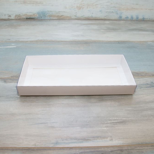Коробка для пряников (VM) с прозрачной крышкой - 26 х 12 х 3 см, цвет - белый