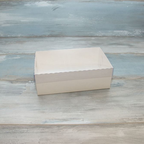 Коробка для эклеров (VM) с прозрачной крышкой - 25 х 15 х 5 см , цвет - белый