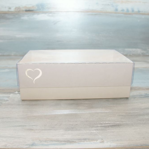 Коробка для зефира (VM) с сердцем и прозрачной крышкой - 20 х 20 х 7 см , цвет - белый