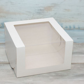 Коробка для муссового торта (VM) с окошком - 24 х 24 х 14, цвет - белый