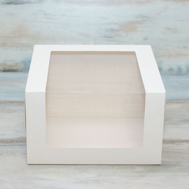 Коробка для муссового торта (VM) с окошком - 26 х 26 х 12, цвет - белый