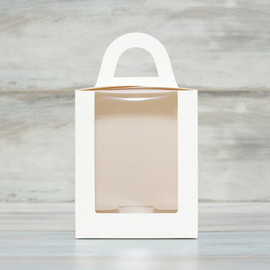 Коробка для кулича (VM) сундучок с окошком - 12,5 х 12,5 х 15, цвет - белый