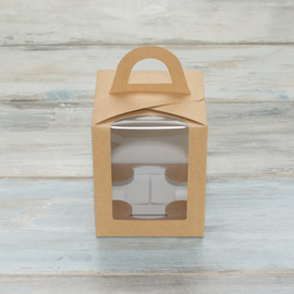 Коробка для кулича (VM) сундучок с окошком - 12,5 х 12,5 х 15, цвет - крафт