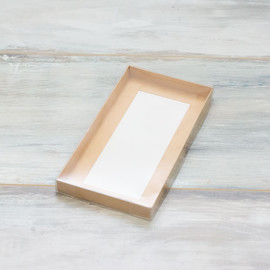 Коробка под плитку шоколада (VM) 17,5 х 9 х 1,5 с прозрачной крышкой, цвет - крафт