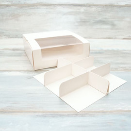Коробка для 6-ти порционных пирожных (VM) с вкладышем - 20 х 20 х 7, цвет - белый