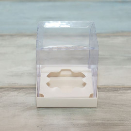 Коробка для 1 капкейка (VM) с прозрачной крышкой - 9 х 9 х 10, цвет - белый