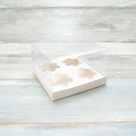 Коробка для 4 капкейков (VM) с прозрачной крышкой, цвет - белый