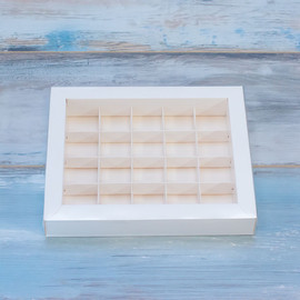 Коробка для 20 конфет (VM) с прозрачной крышкой, цвет белый