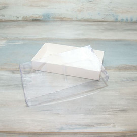 Коробка для пряников (VM) с прозрачной крышкой - 20 х 12 х 3 см, цвет - белый