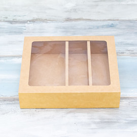 Коробка-пенал для зефира и сладостей, размер - 29,6 х 25,5 х 6,5, цвет - крафт