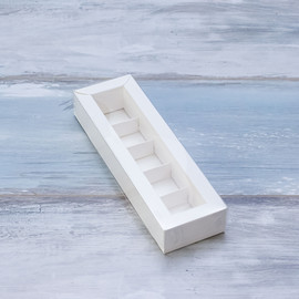 Коробка для 5 конфет с прозрачной крышкой, цвет - белый