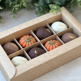 Коробка для 8 орешков с прозрачной крышкой, цвет - крафт, 