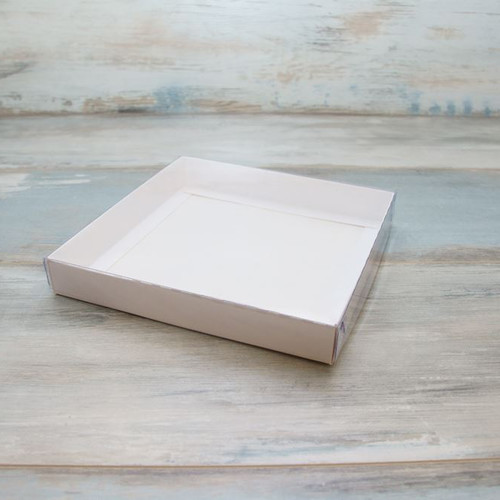 Коробка для пряников (VM) с прозрачной крышкой - 20 х 20 х 2,5 см, цвет - белый